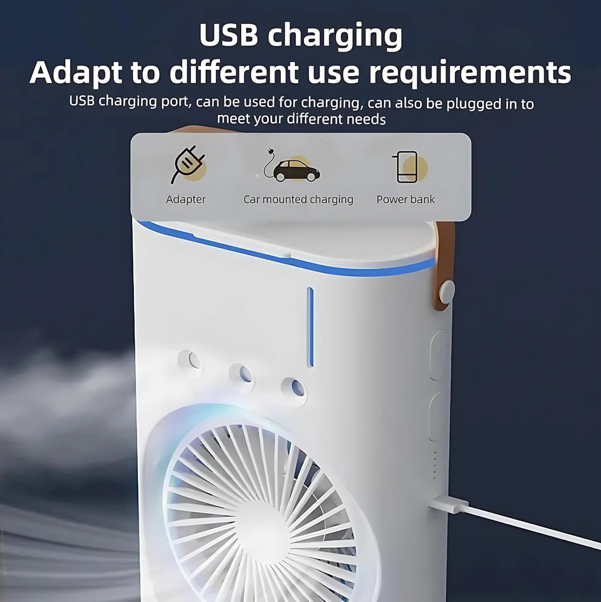 Mini Portable Air Cooler – Dual LED Fans + Humidifier
