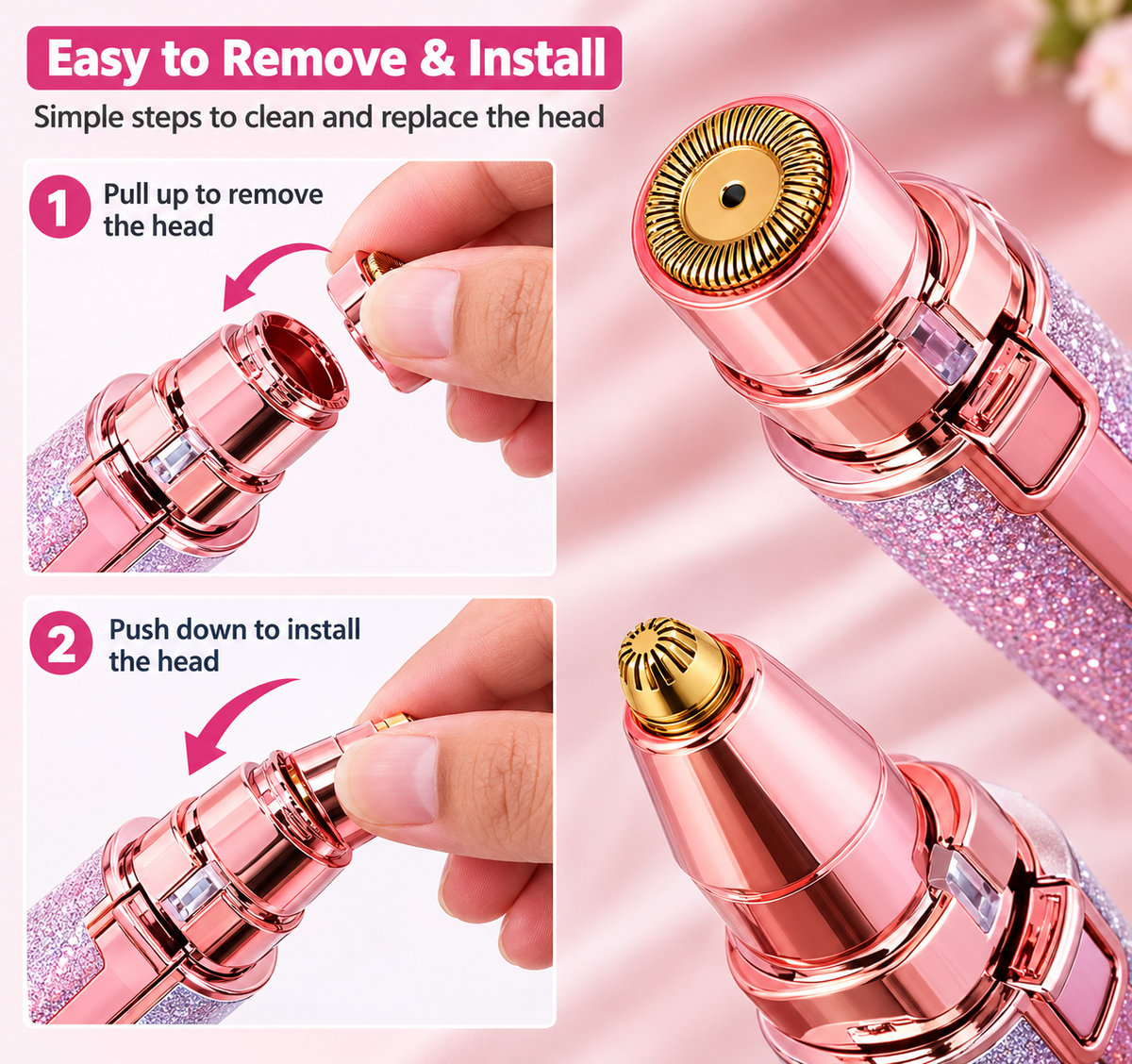 2-in-1 Rechargeable Eyebrow Trimmer & Facial Hair Remover for Women