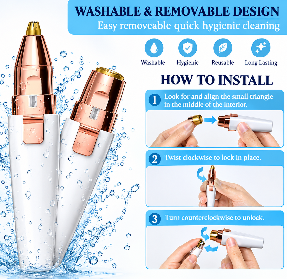 2-in-1 Painless Eyebrow & Facial Hair Trimmer for Women – Rechargeable USB Electric Hair Remover