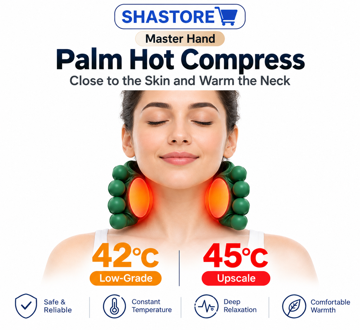 Palm Hot Compress Neck Massager | 5-Finger Massage & Heat Therapy