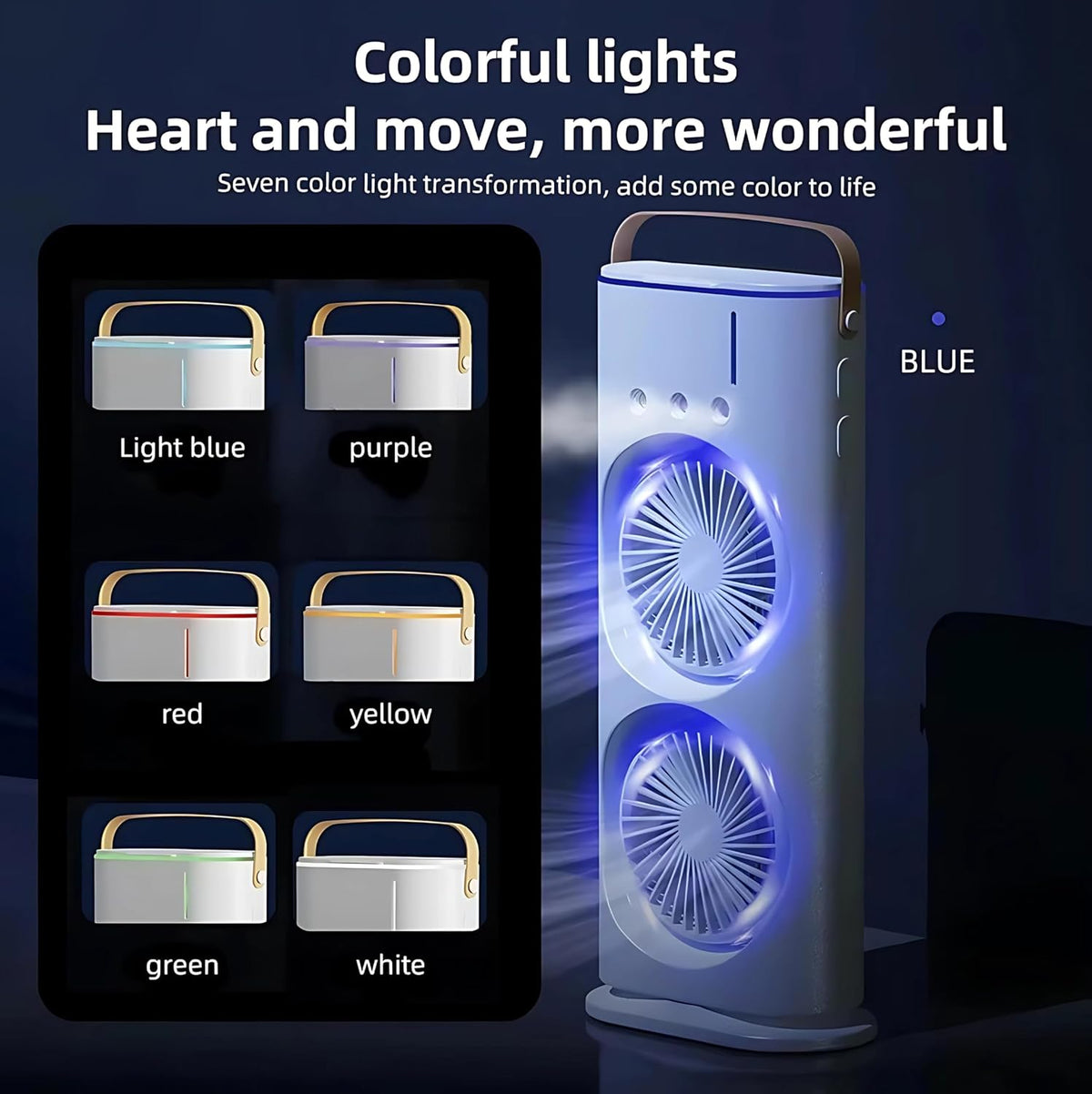 Mini Portable Air Cooler – Dual LED Fans + Humidifier