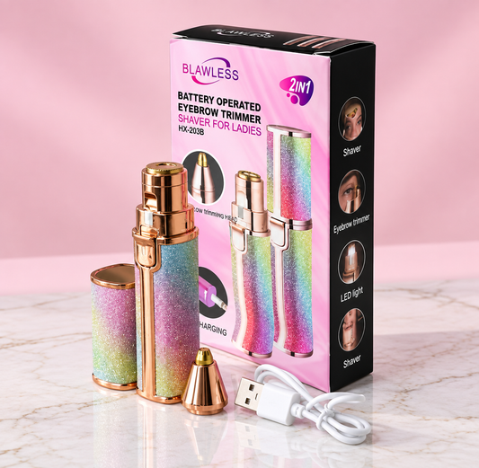 2-in-1 Rechargeable Eyebrow Trimmer & Facial Hair Remover for Women