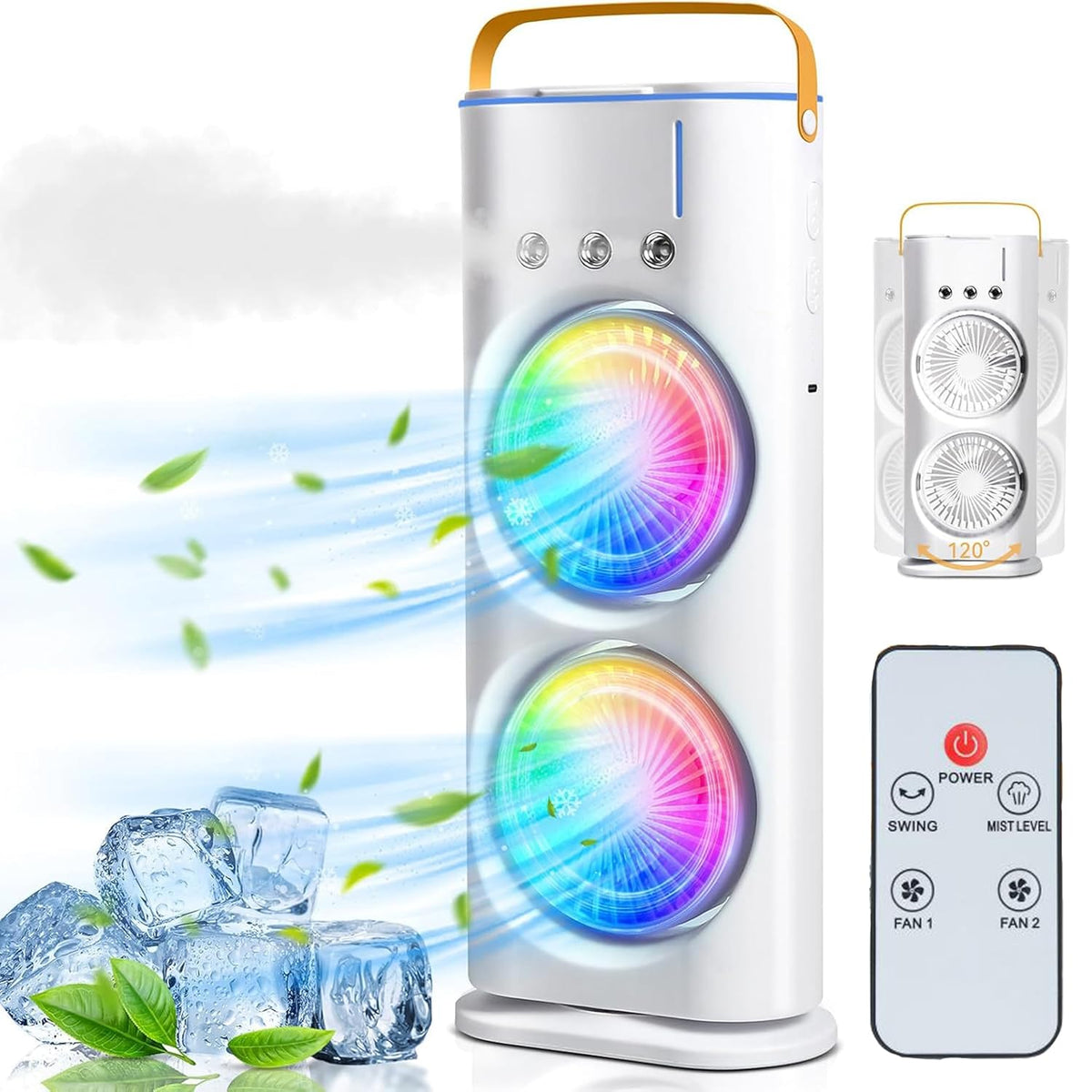 Mini Portable Air Cooler – Dual LED Fans + Humidifier