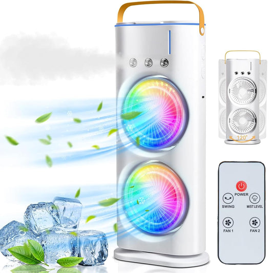Mini Portable Air Cooler – Dual LED Fans + Humidifier