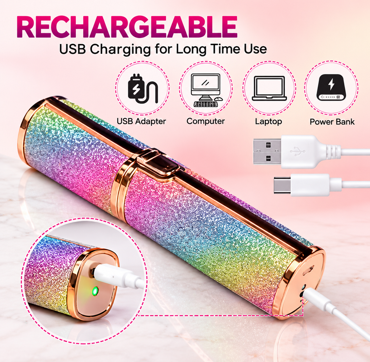 2-in-1 Rechargeable Eyebrow Trimmer & Facial Hair Remover for Women